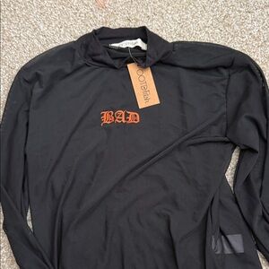Black Long Sleeve body suit mesh with Orange 'BAD' Logo
